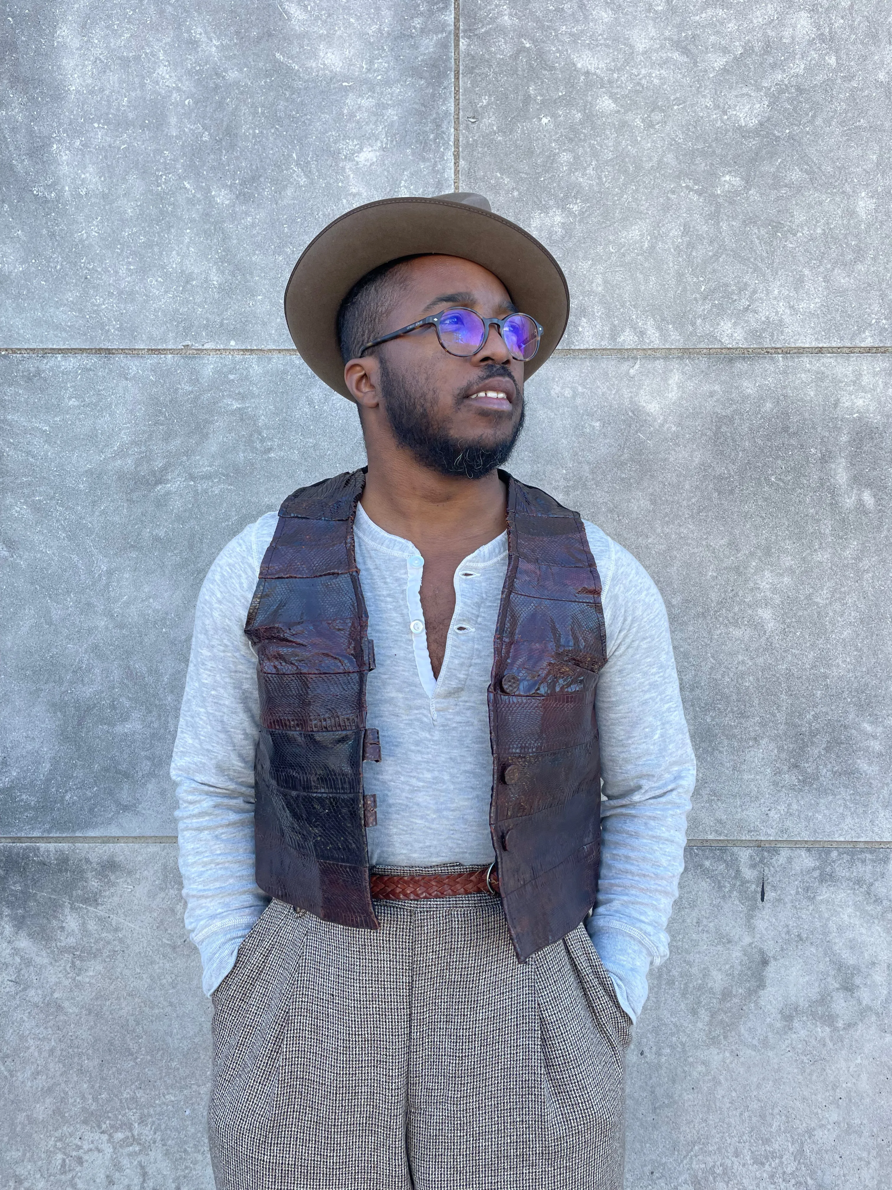Mens Vintage Brown Exotic Leather Vest