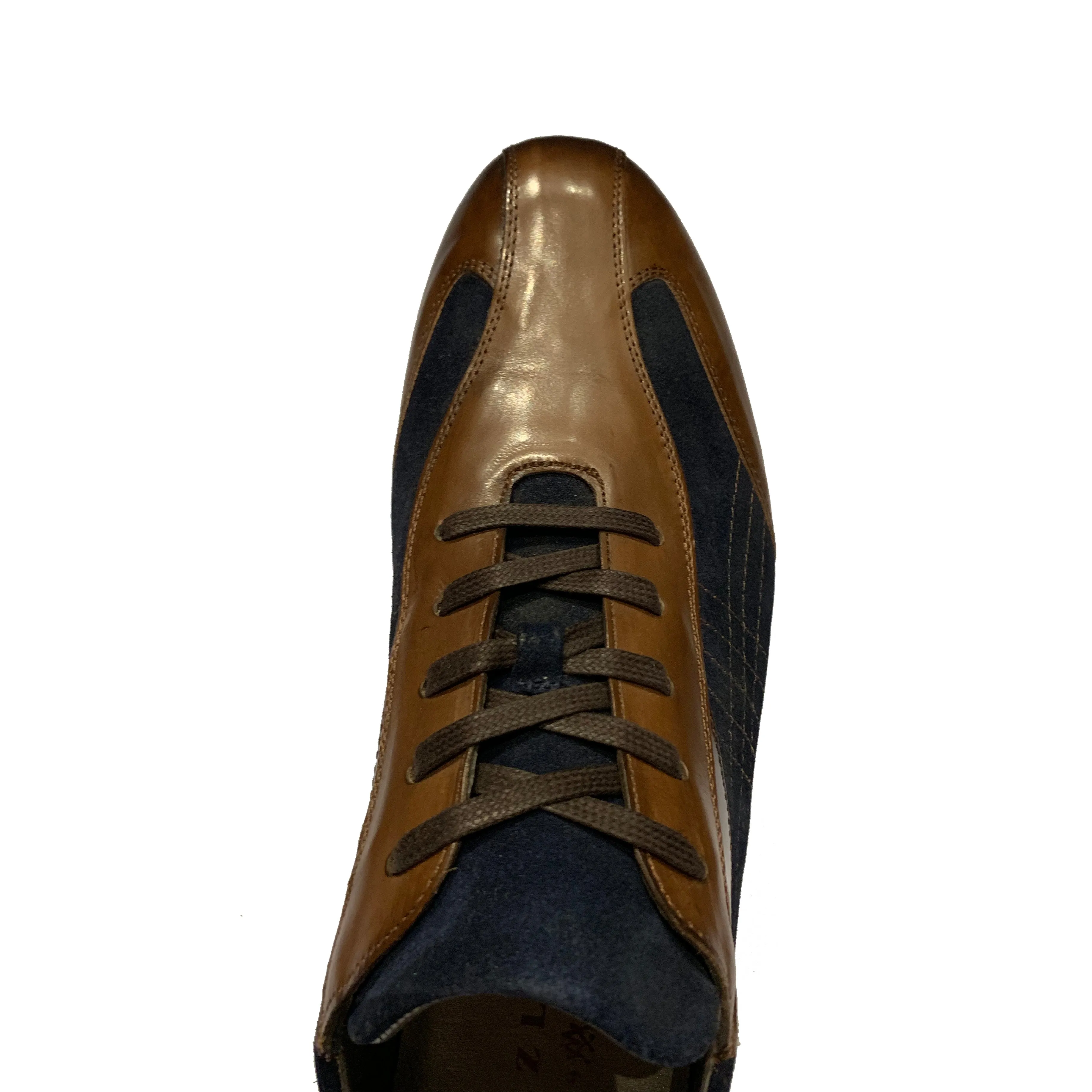 Mezlan Brown & Navy Leather Lace Up Sneakers
