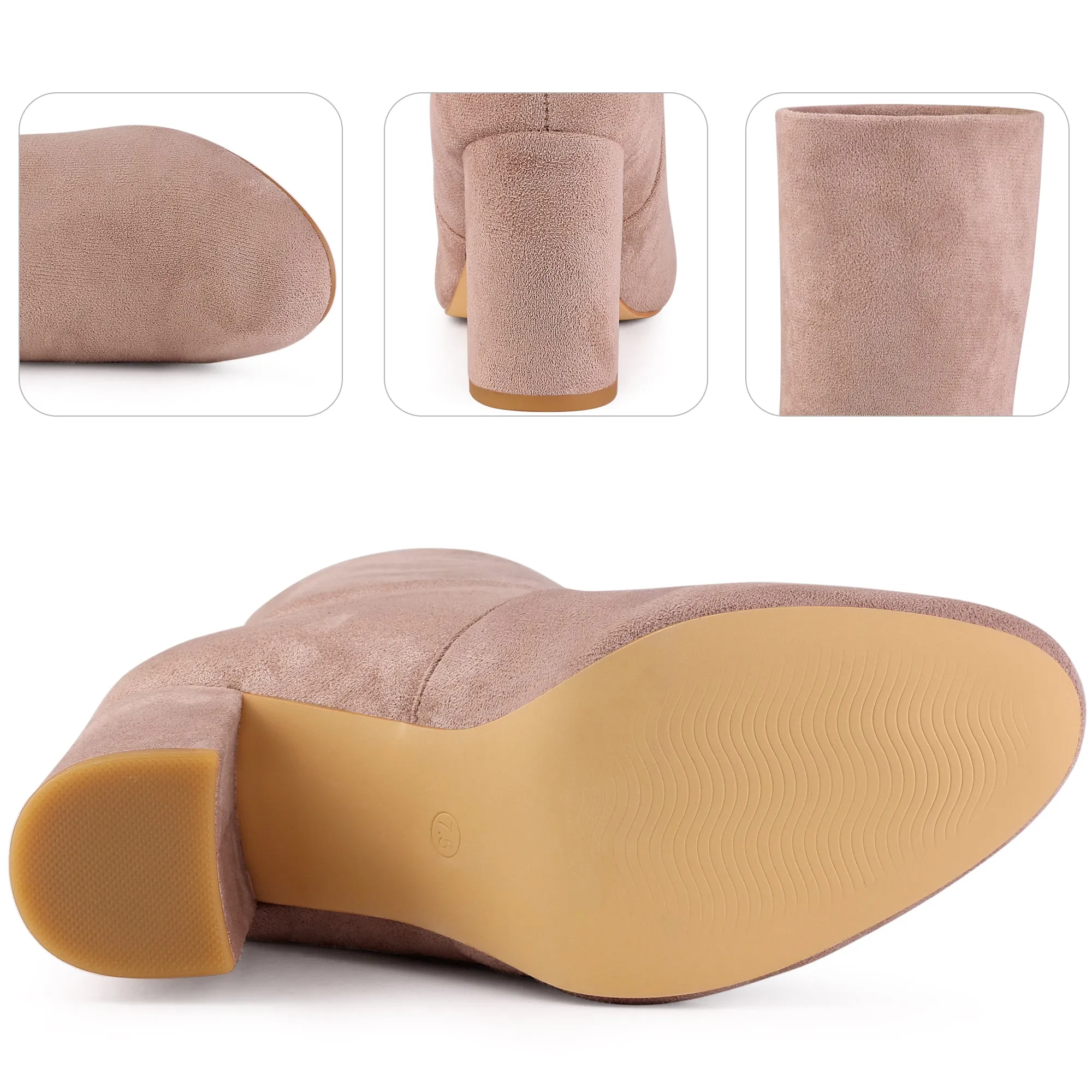 Perphy Rounded Toe Block Heeled Foldable Ankle Boots for Women