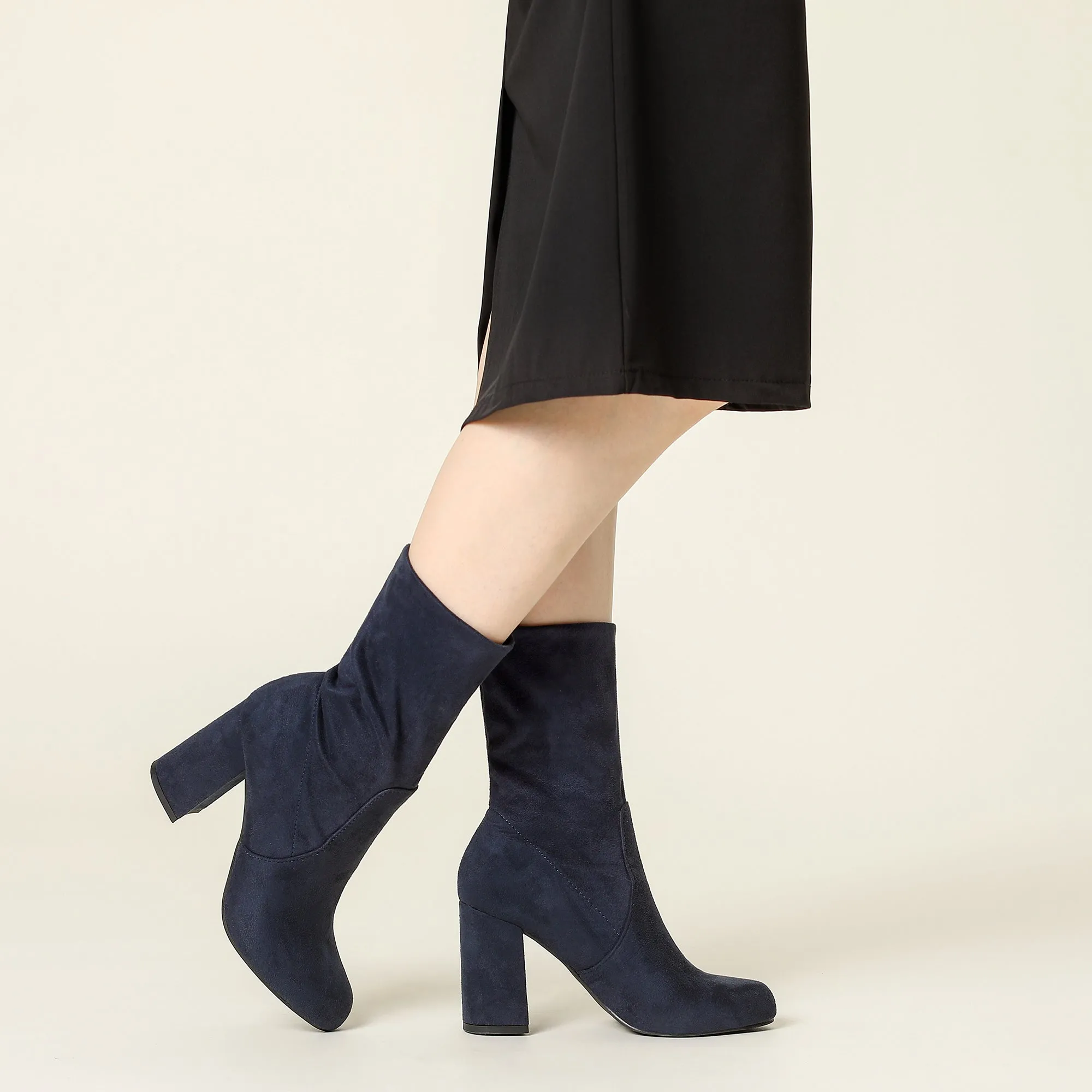 Perphy Rounded Toe Block Heeled Foldable Ankle Boots for Women