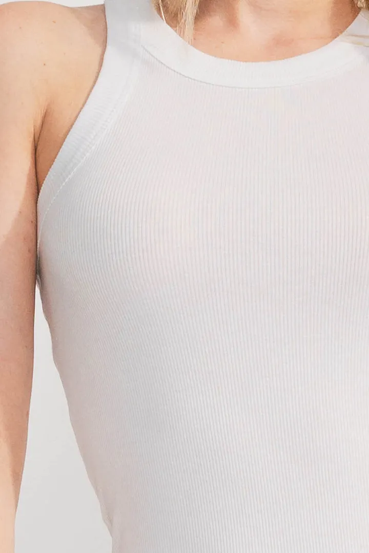 Rib Racer Tank Midi Dress (Brilliant White)