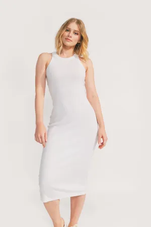 Rib Racer Tank Midi Dress (Brilliant White)