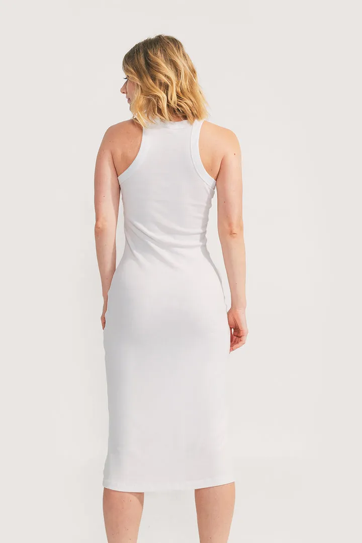 Rib Racer Tank Midi Dress (Brilliant White)