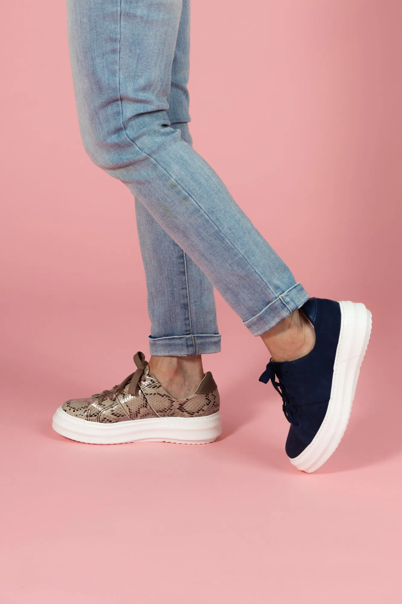 TERRAIN Tan Snakeskin Sneaker