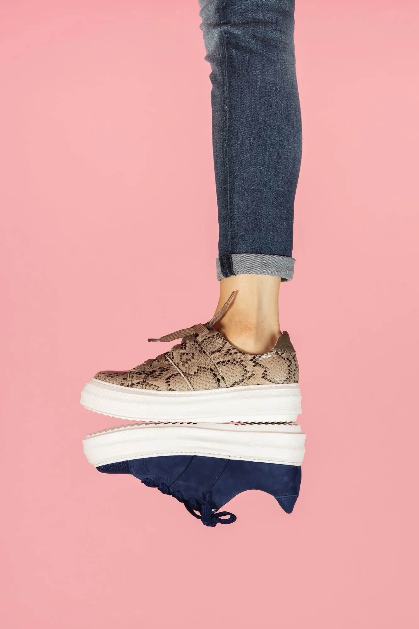 TERRAIN Tan Snakeskin Sneaker