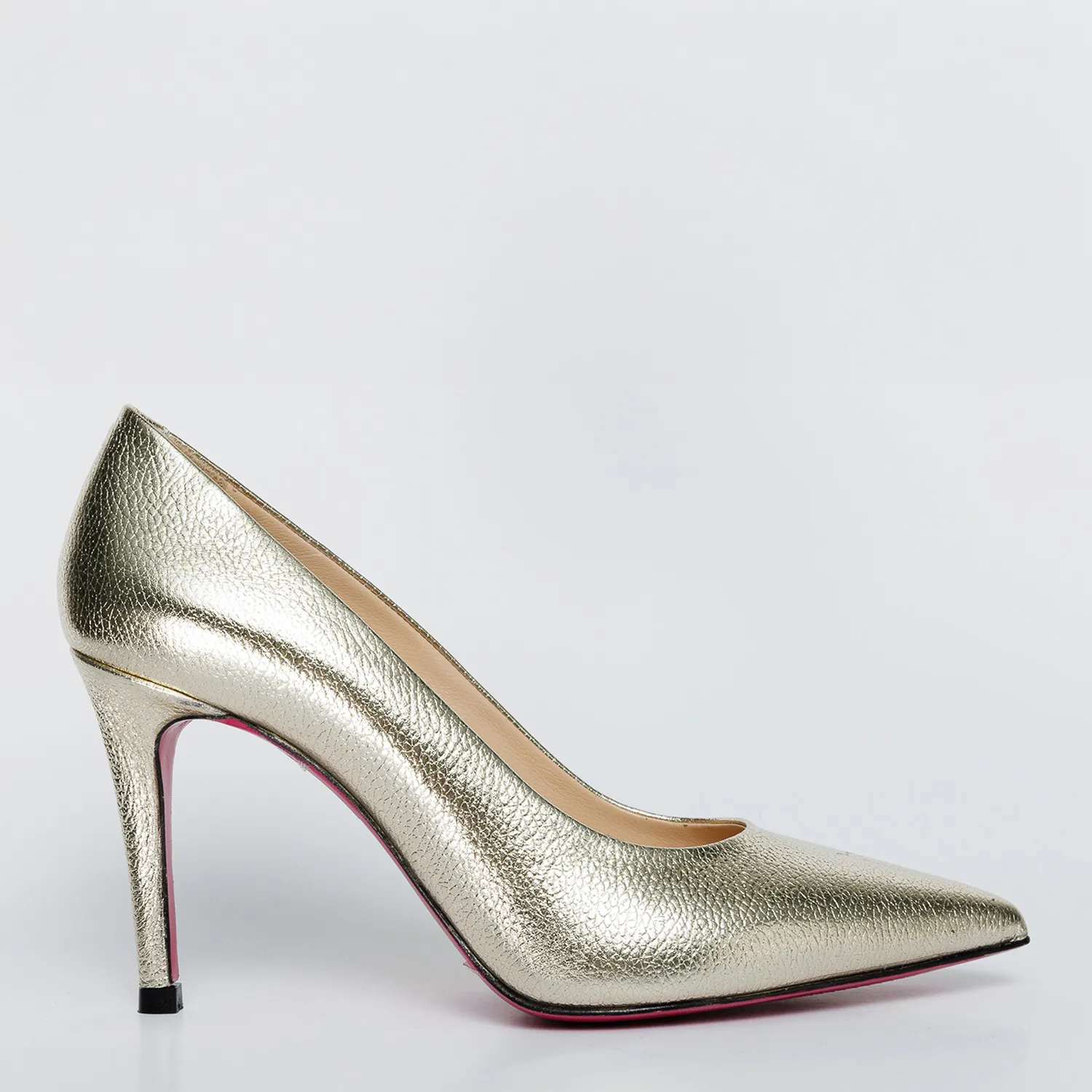 The Ege Gold Leather Pump Fuchsia Sole Women Shoe