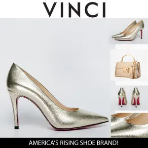 The Ege Gold Leather Pump Fuchsia Sole Women Shoe