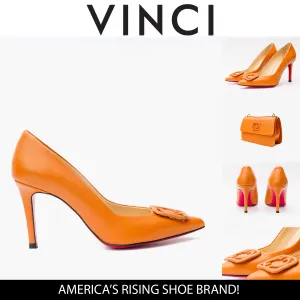 The Maneadero Orange Leather Pump Fuchsia Sole Women Shoe