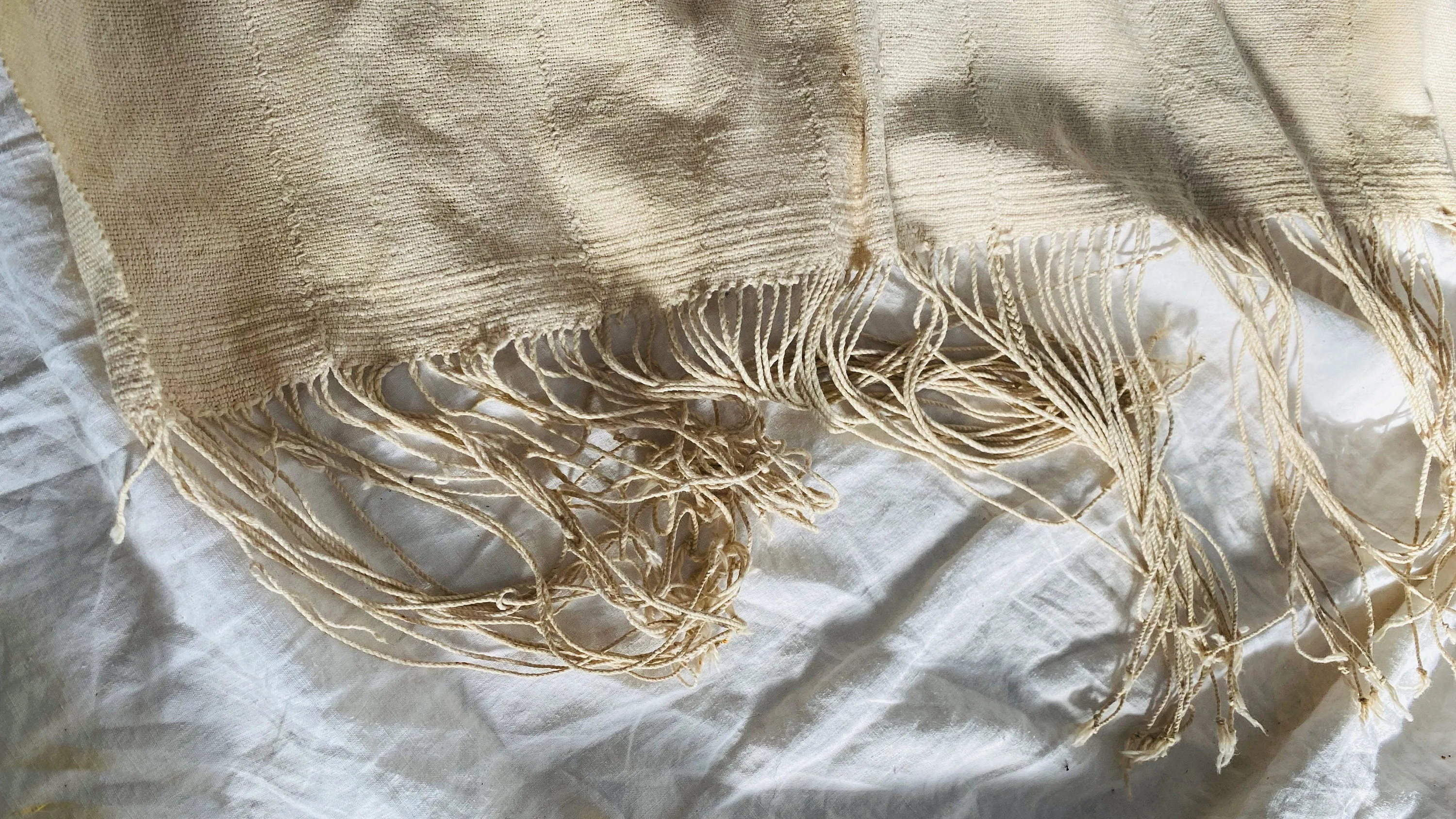 Vintage African Shawl & Silk Tassel Belt. Mossi. Long Fringe. Burkina Faso