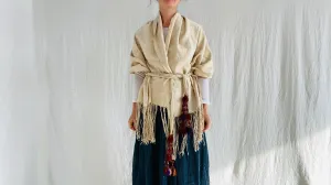 Vintage African Shawl & Silk Tassel Belt. Mossi. Long Fringe. Burkina Faso