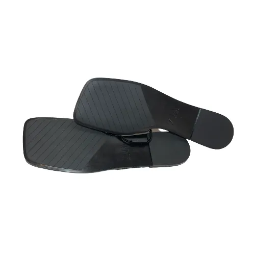 ZARA Silver Flat Slides | Brand New |